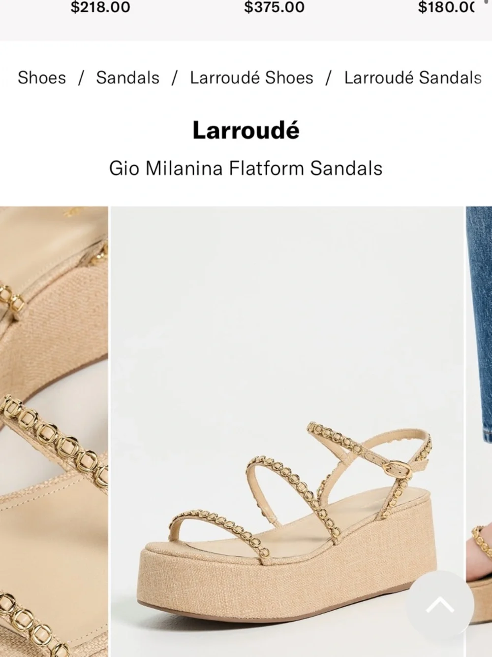 Larroudé Gio Milanina Platform Sandals Raffia Gold Size 7.5